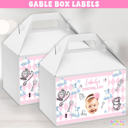 Storybook Tea Party Gable Box Labels | Personalized Elegant Favor Stickers