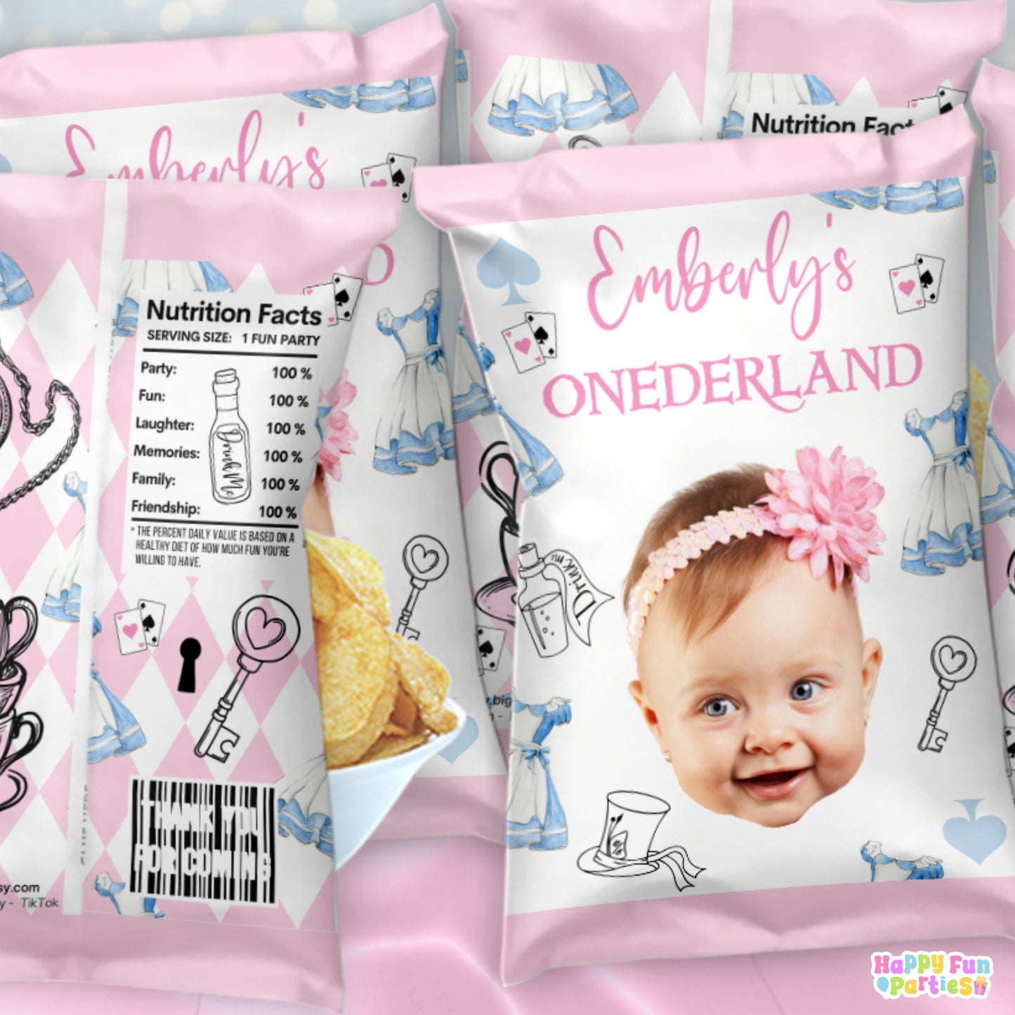 Personalized Whimsical Tea Party Snack Bags | Custom Storybook Party Favor