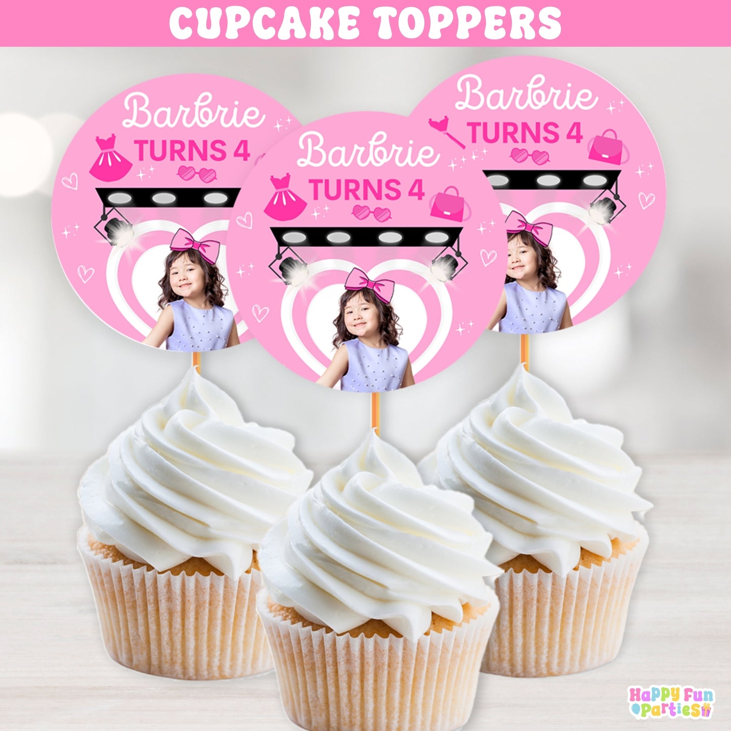 Pink Fashion Doll Cupcake Toppers | Personalized Glam Birthday Decorations