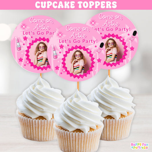 Fashion Doll-Themed Cupcake Toppers | Custom Pink Birthday Decorations