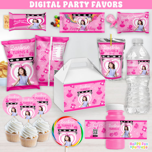 Personalized Pink Glam Doll Party Supplies | Fashion Runway Party Favors | Digital Download