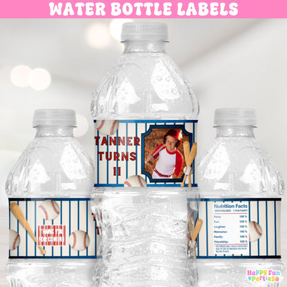 Personalized Baseball Water Bottle Labels | Custom Birthday Drink Stickers