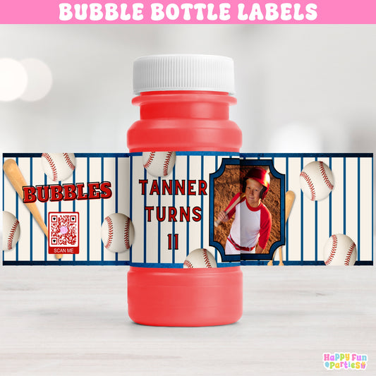 Baseball Bubble Bottle Labels | Custom Party Favor Stickers