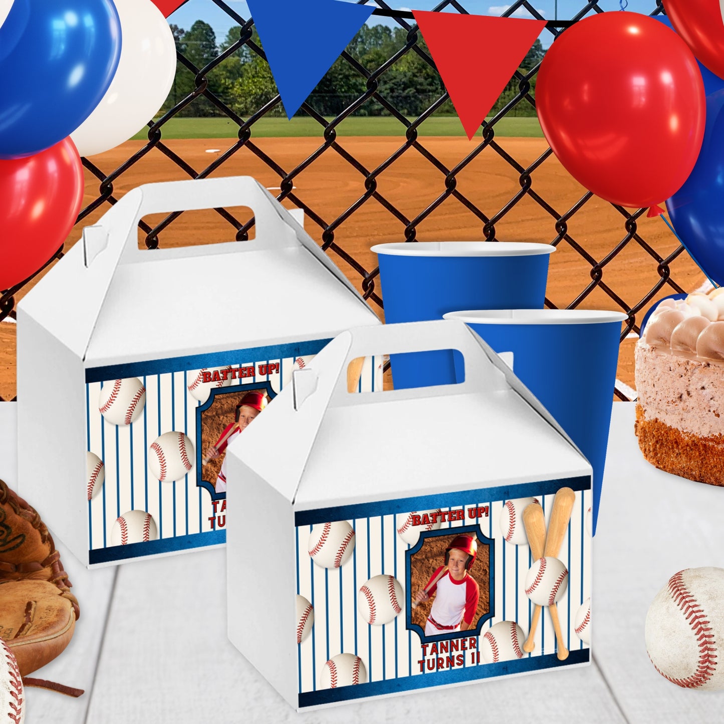 Baseball Favor Box Labels | Custom Stickers for Party Gift Boxes