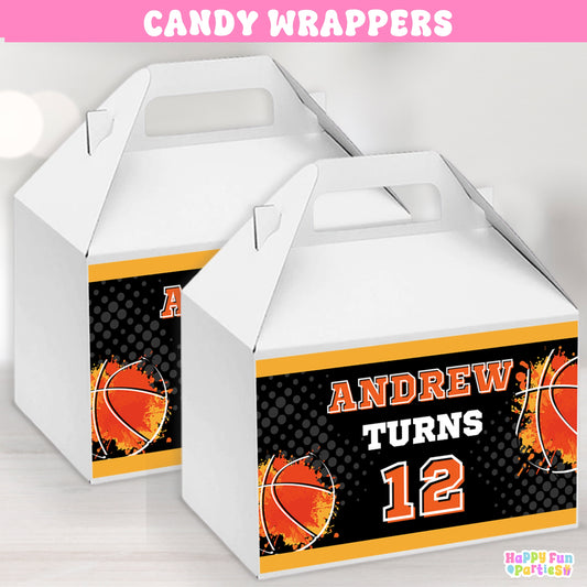 Personalized Basketball Gable Box Stickers | Sports Party Favor Labels