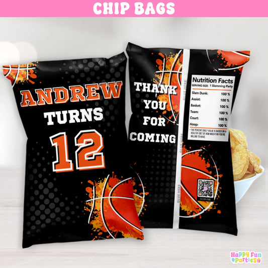 Custom Basketball Chip Bag Party Favors | Sports Party Decorations