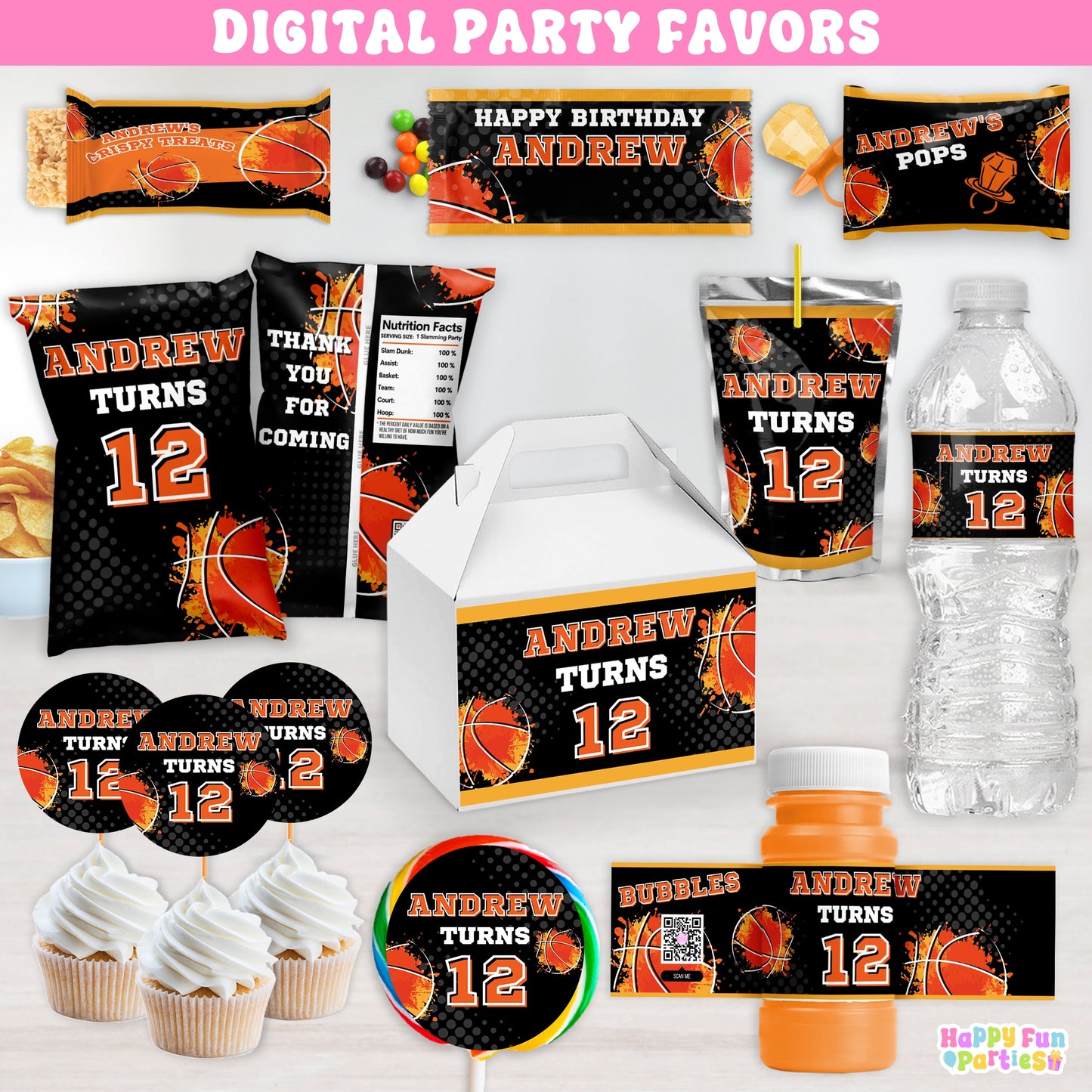 Personalized Basketball Party Favors | Dunk Birthday Decorations | Digital Download