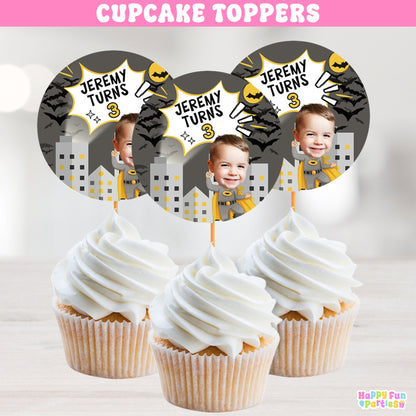 Heroic City Cupcake Toppers | Personalized Superhero Birthday Decorations