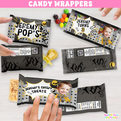 Comic Book Candy Wrapper Party Favors |  Custom Gotham-Inspired Treats