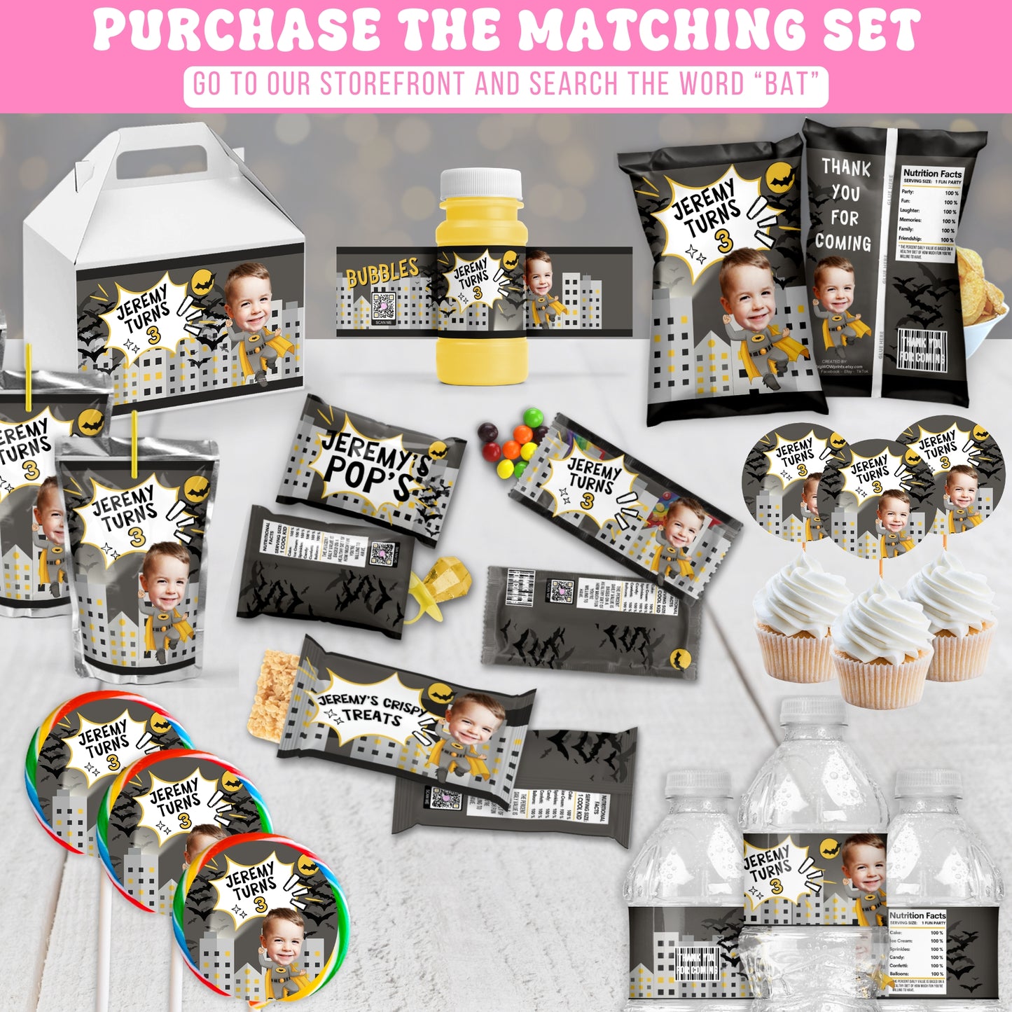 Comic Book Candy Wrapper Party Favors |  Custom Gotham-Inspired Treats