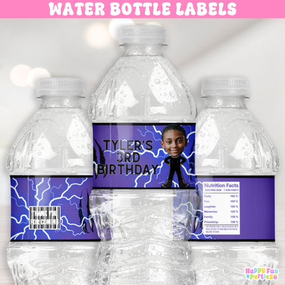 Hero King Water Bottle Labels | Personalized Superhero Party Stickers