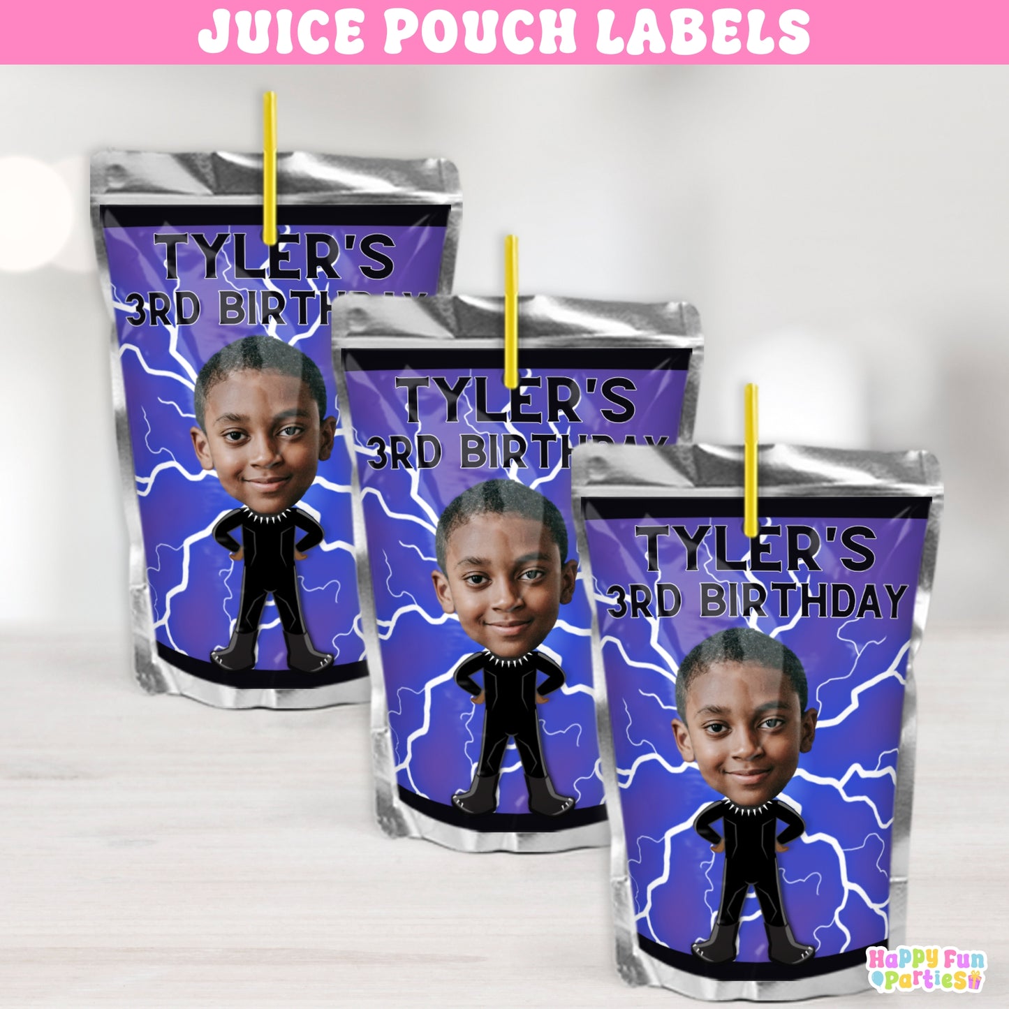 Custom Hero Juice Labels | Personalized Super Birthday Drink Stickers