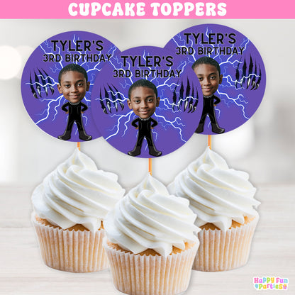 Royal Warrior Cupcake Toppers | Personalized Superhero Party Decorations