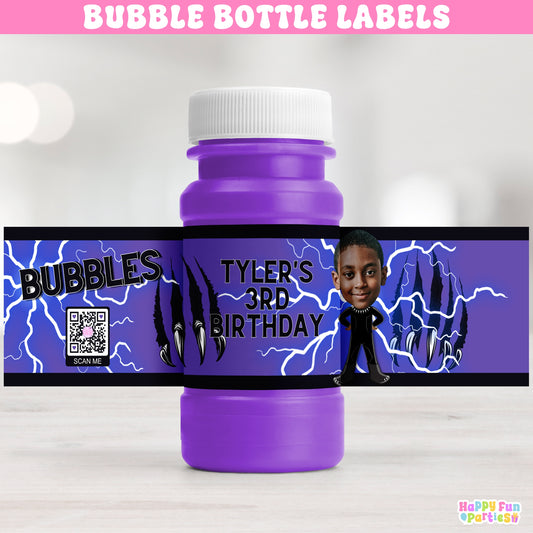 Personalized Hero Bubble Bottle Labels | Superhero Party Stickers