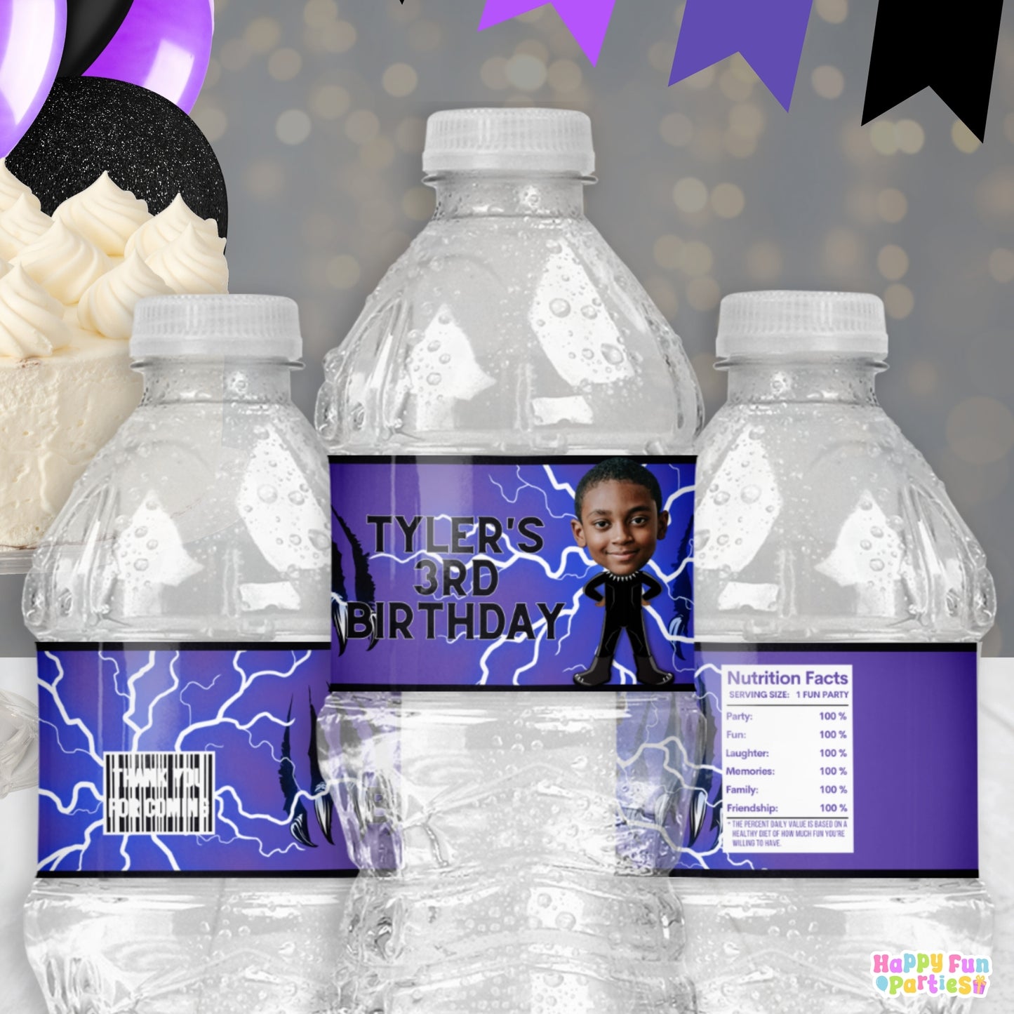 Hero King Water Bottle Labels | Personalized Superhero Party Stickers