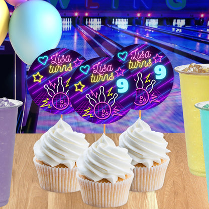 Personalized Bowling Party Favors | Neon Glow In The Dark Inspired Birthday Decorations | Digital Download