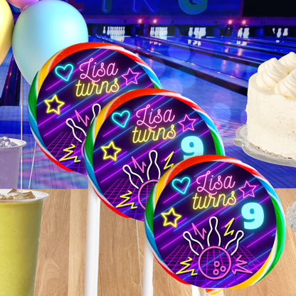 Personalized Bowling Party Favors | Neon Glow In The Dark Inspired Birthday Decorations | Digital Download