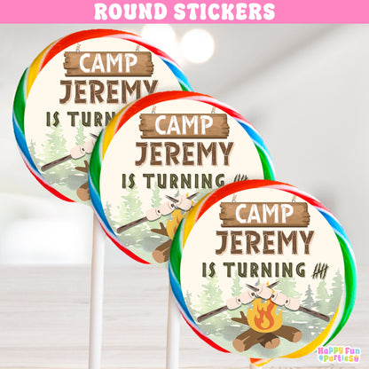 Custom Camping Stickers | Outdoor Adventure Party Favor Labels