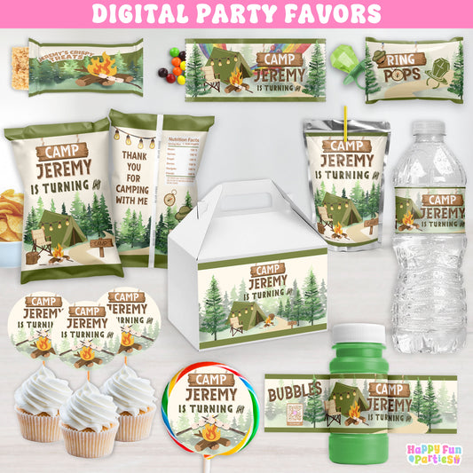 Personalized Camping Party Favors & Decorations | Outdoor Adventure Birthday Supplies | Digital Download