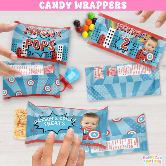 Custom Superhero Candy Wrappers | Personalized Birthday Favors