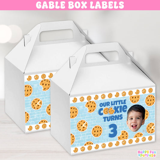 Our Little Cookie Party Gable Box Labels | Personalized Birthday Stickers