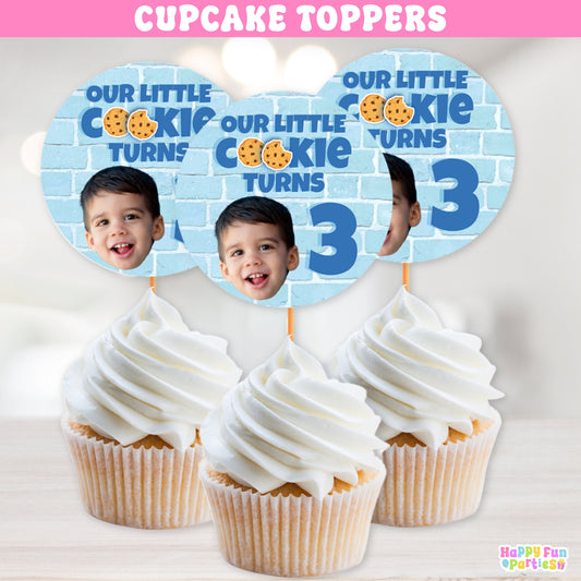 Chocolate Chip Cookie Cupcake Toppers | Personalized Cookie-Themed Birthday Decor