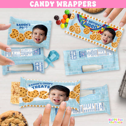 Cookies & Milk Candy Wrappers | Personalized Cookie-Themed Party Favors