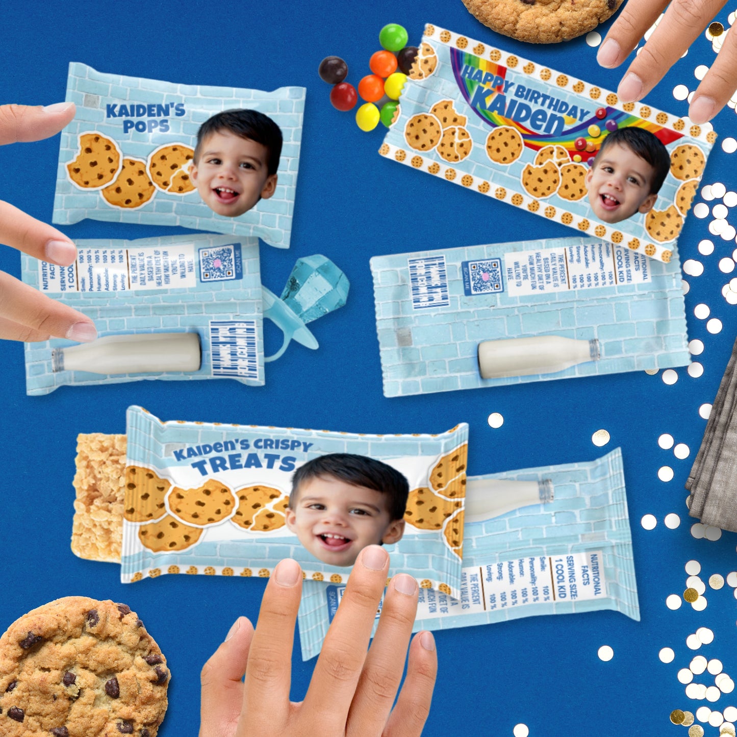 Personalized Milk and Cookies Party Favors | Face Decorations | Sweet Birthday Decorations | Digital Download