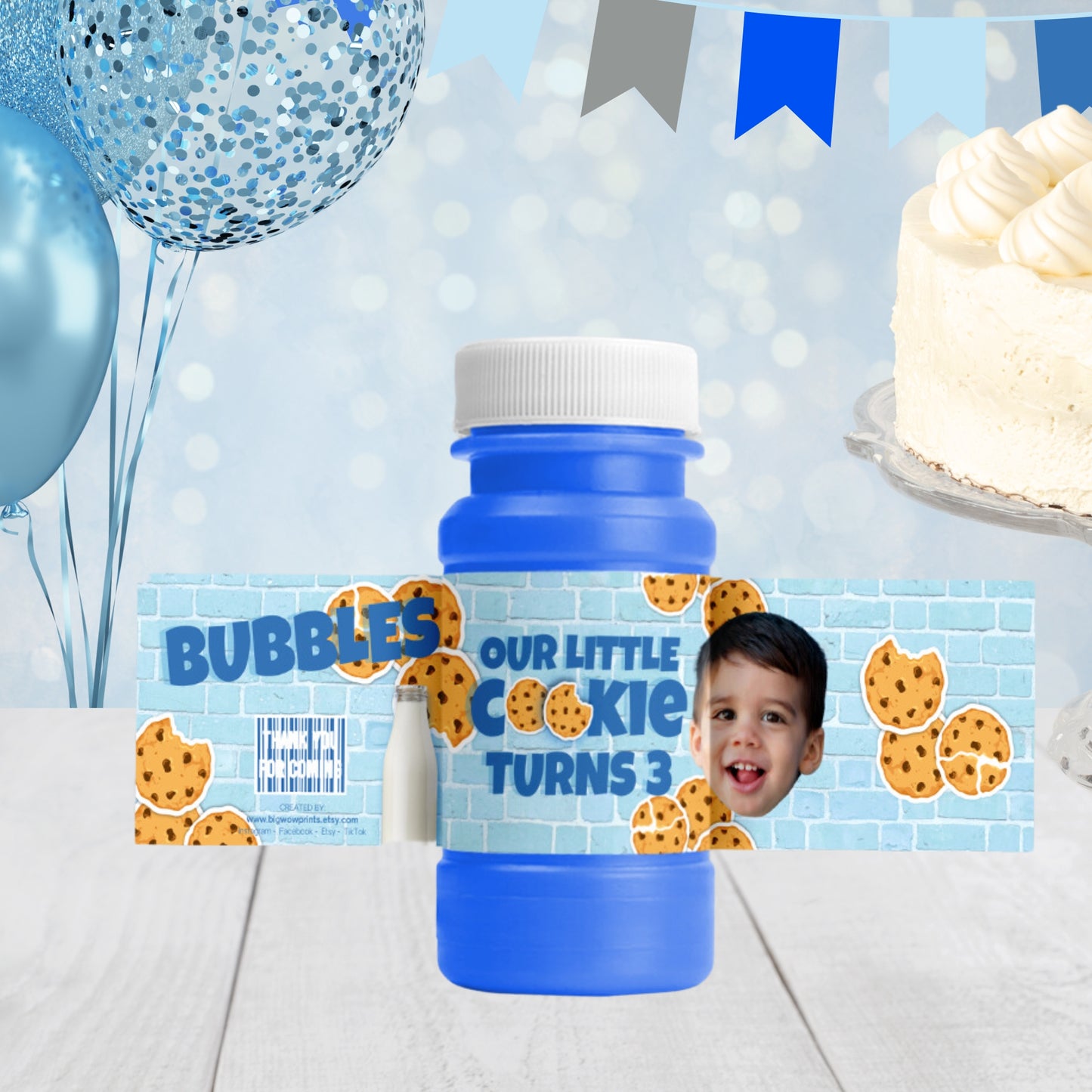 Personalized Milk and Cookies Party Favors | Face Decorations | Sweet Birthday Decorations | Digital Download