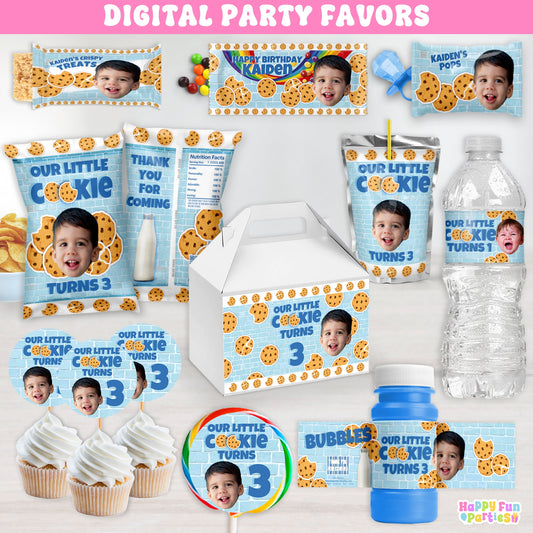 Personalized Milk and Cookies Party Favors | Face Decorations | Sweet Birthday Decorations | Digital Download