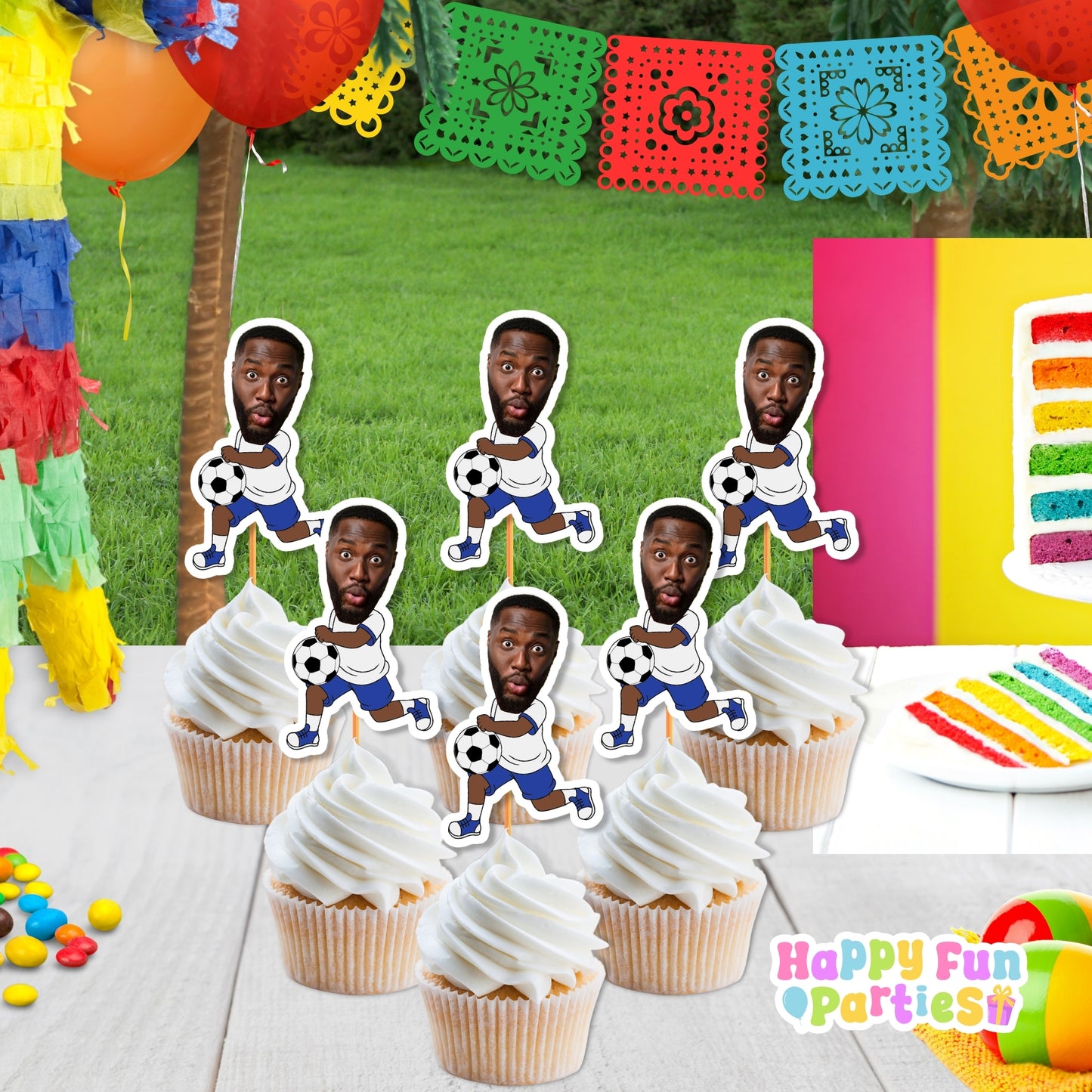 Custom Funny Face Cupcake Toppers | Personalized Party Decorations for Birthday Parties, Sports Themes, Holiday Events, Pets Parties, and More