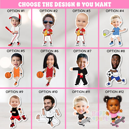 Custom Funny Face Cupcake Toppers | Personalized Party Decorations for Birthday Parties, Sports Themes, Holiday Events, Pets Parties, and More