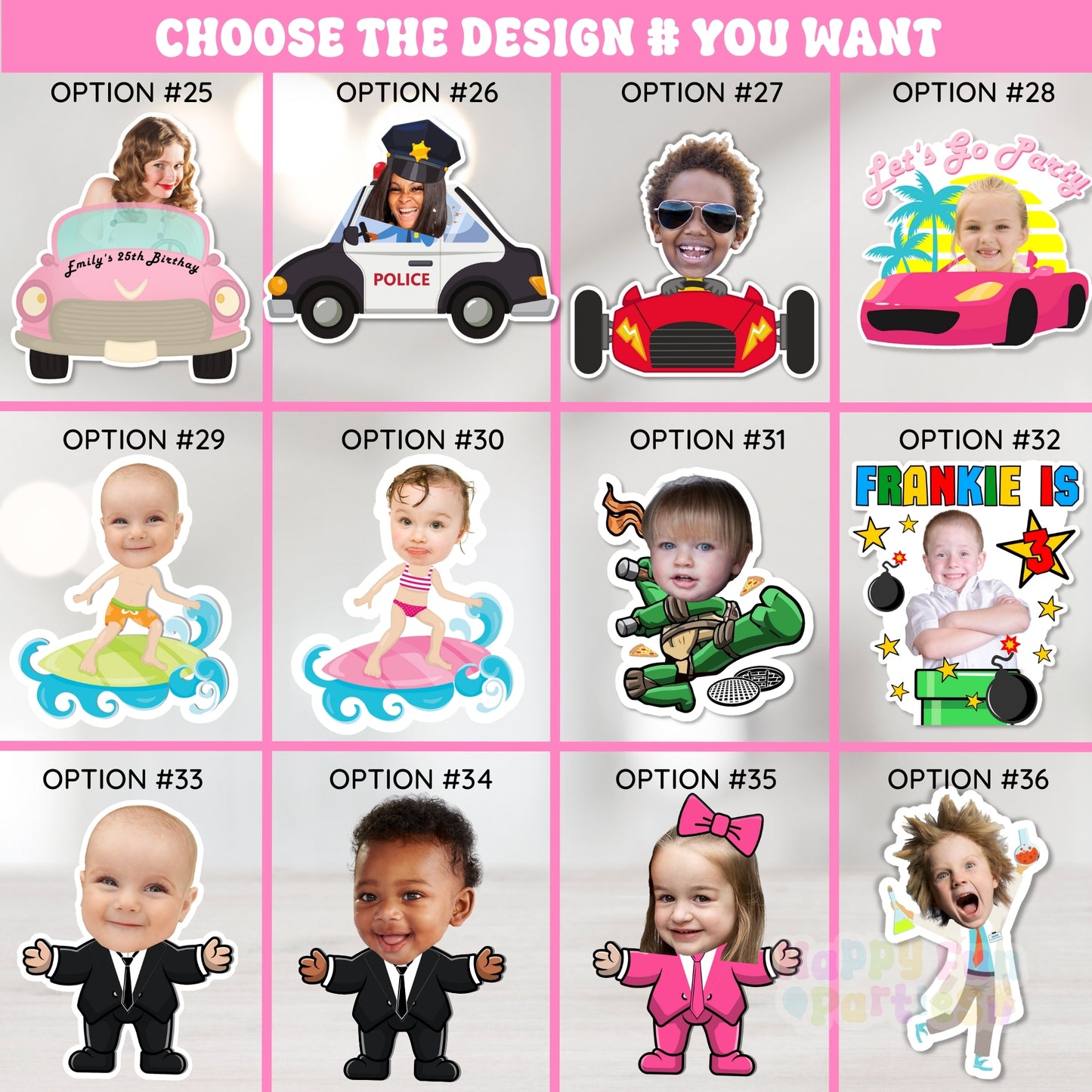 Custom Funny Face Cupcake Toppers | Personalized Party Decorations for Birthday Parties, Sports Themes, Holiday Events, Pets Parties, and More