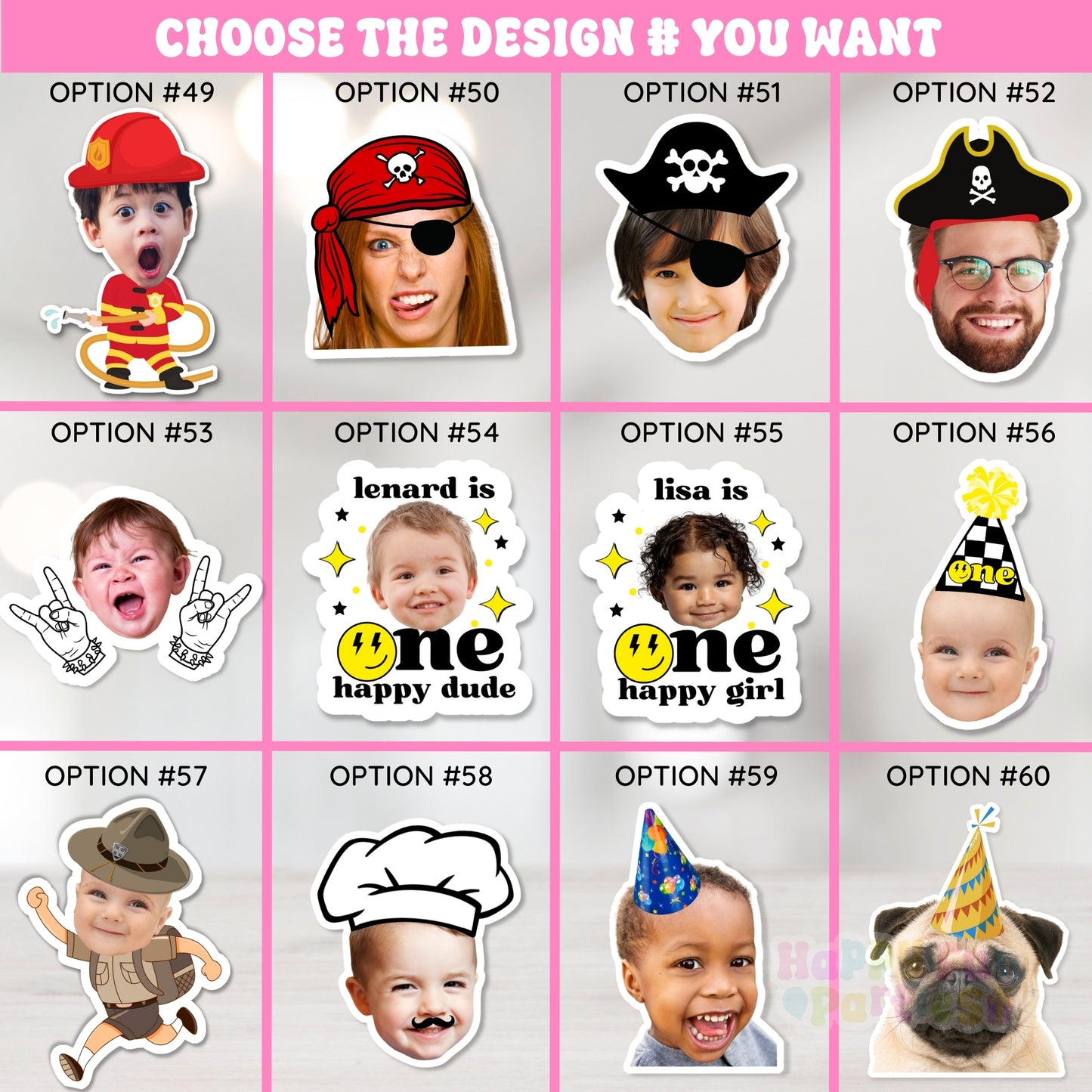 Custom Funny Face Cupcake Toppers | Personalized Party Decorations for Birthday Parties, Sports Themes, Holiday Events, Pets Parties, and More