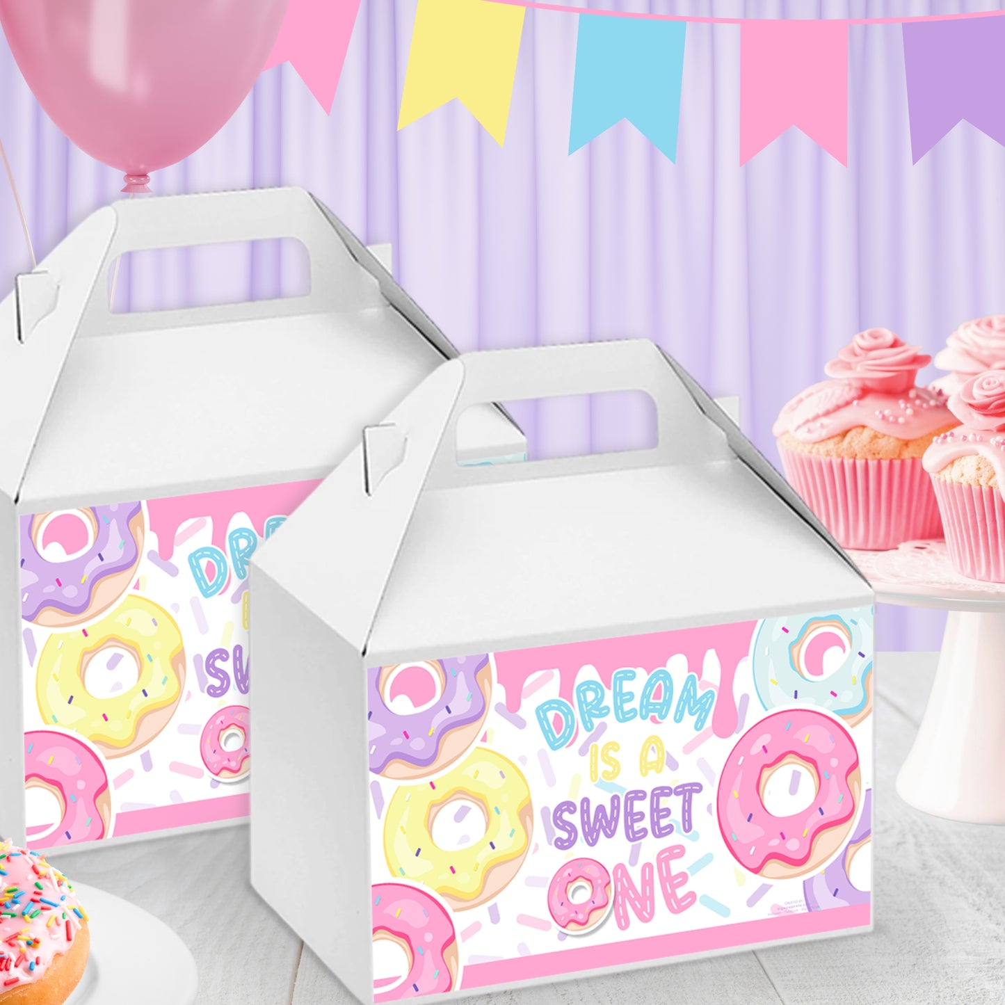 Personalized Donut Digital Party Favors | Custom Printable Birthday Decorations