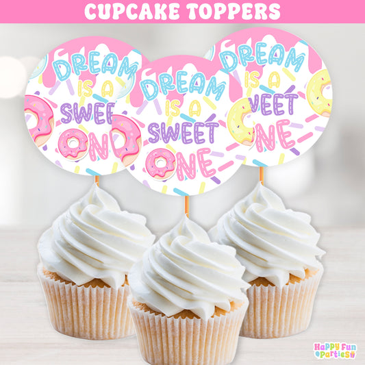 Donut Cupcake Toppers | Custom Birthday Party Dessert Decorations