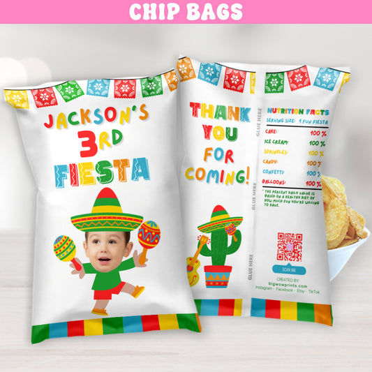 Fiesta Chip Bag Party Favors | Personalized Fiesta Birthday Snack Bags