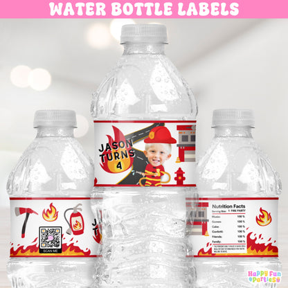 Custom Firefighter Water Bottle Labels | Fireman Party Supplies