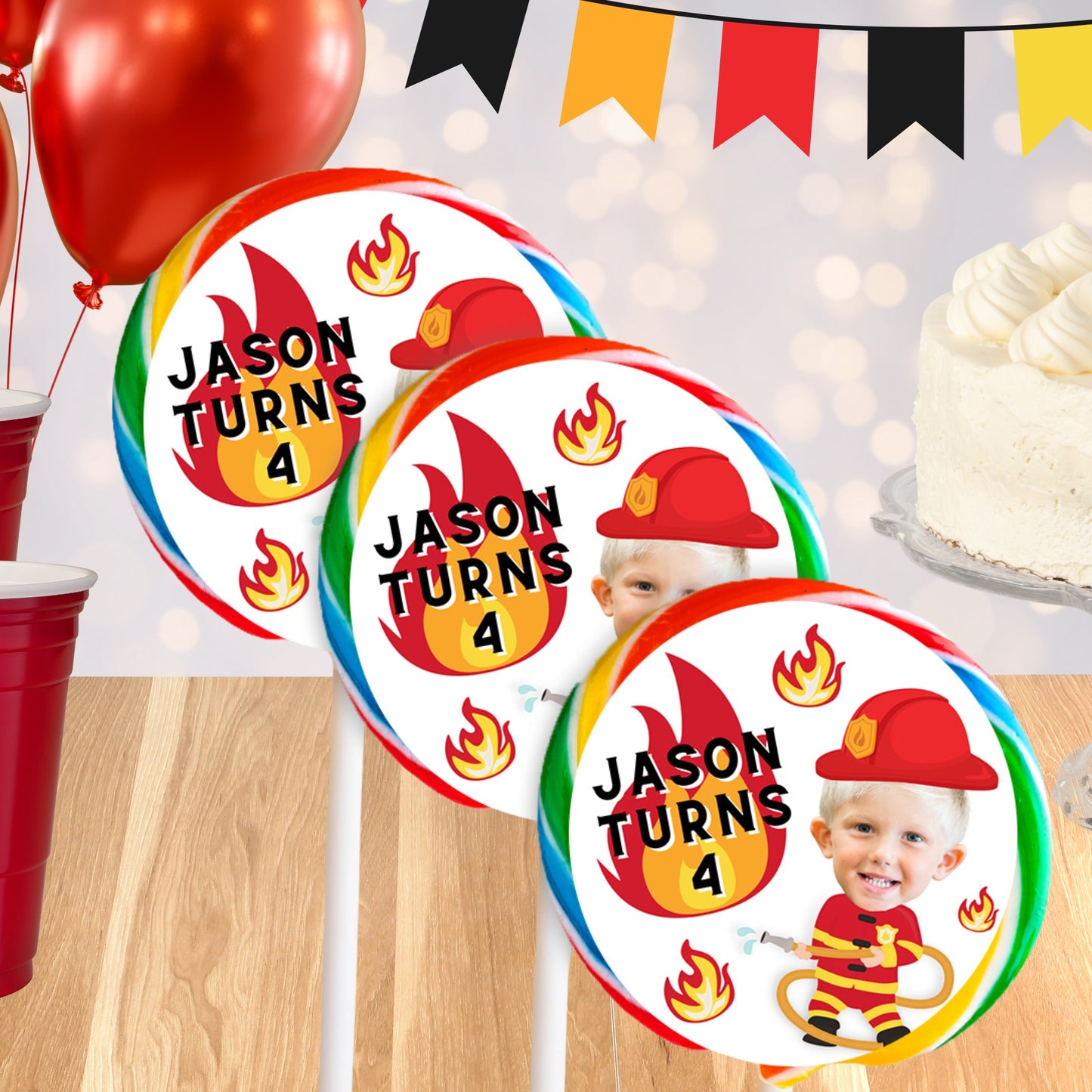 Personalized Firefighter Party Decorations | Fireman Party Supplies | Firetruck Party Favors | Digital Download