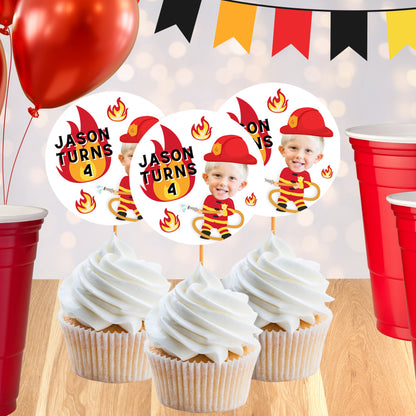 Personalized Firefighter Party Decorations | Fireman Party Supplies | Firetruck Party Favors | Digital Download