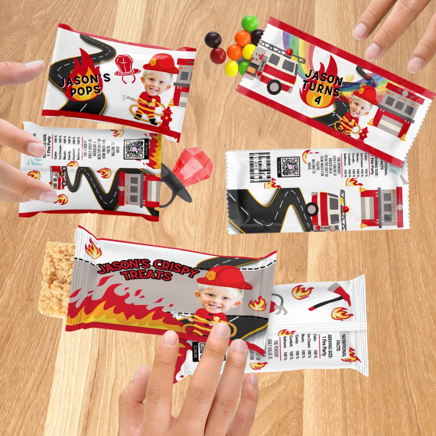 Personalized Firefighter Party Decorations | Fireman Party Supplies | Firetruck Party Favors | Digital Download