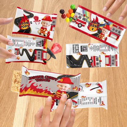 Personalized Firefighter Candy Wrappers | Firetruck Party Favors