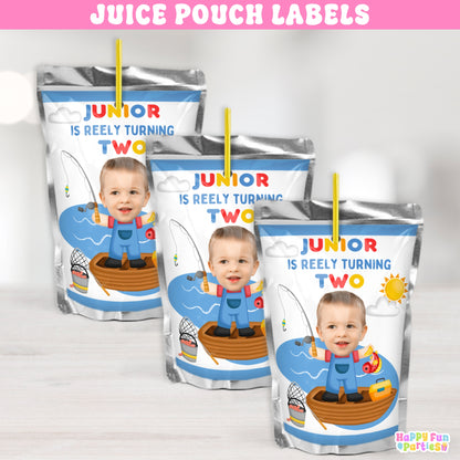 Custom Fishing Juice Labels | Personalized Outdoor Birthday Drink Stickers