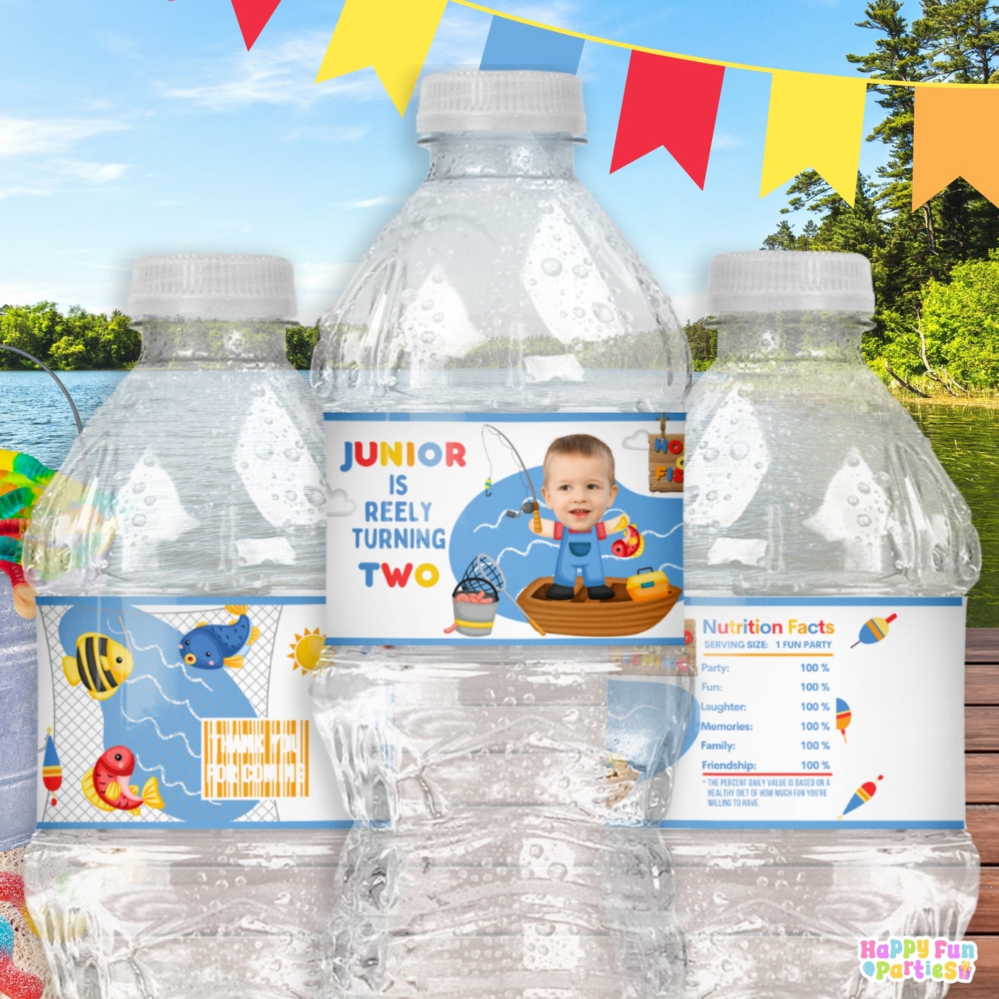 Digital Fishing Party Favors | Printable Snack Bags, Labels & Decorations