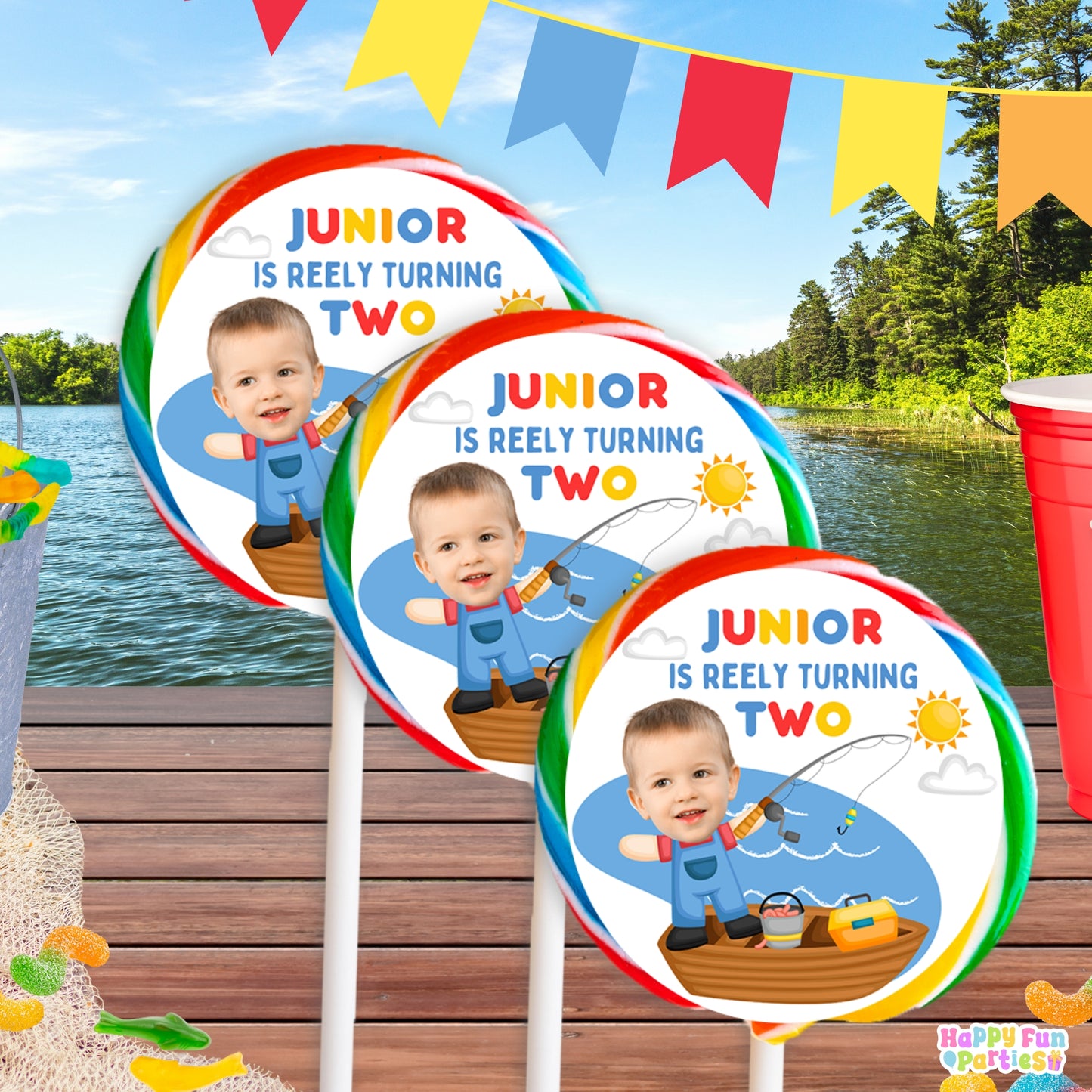 Digital Fishing Party Favors | Printable Snack Bags, Labels & Decorations