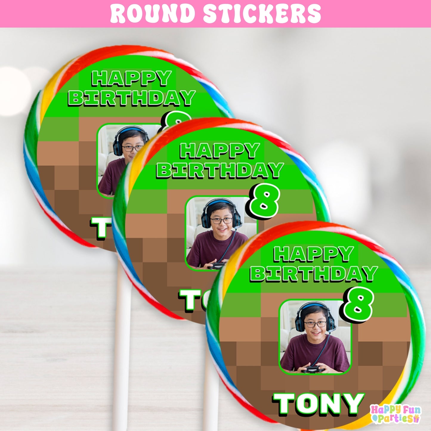 Personalized Pixel Stickers | Custom Block Party Labels