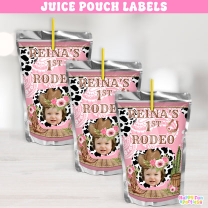 Personalized My 1st Rodeo Birthday Juice Pouch Labels