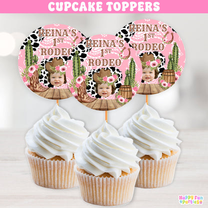 Girls Pink Rodeo Cupcake Toppers