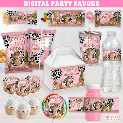 Personalized Pink Cowgirl Party Favors | Western Rodeo Birthday | Cow Print Supplies | Digital Download