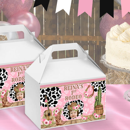 Personalized Pink Cowgirl Party Favors | Western Rodeo Birthday | Cow Print Supplies | Digital Download